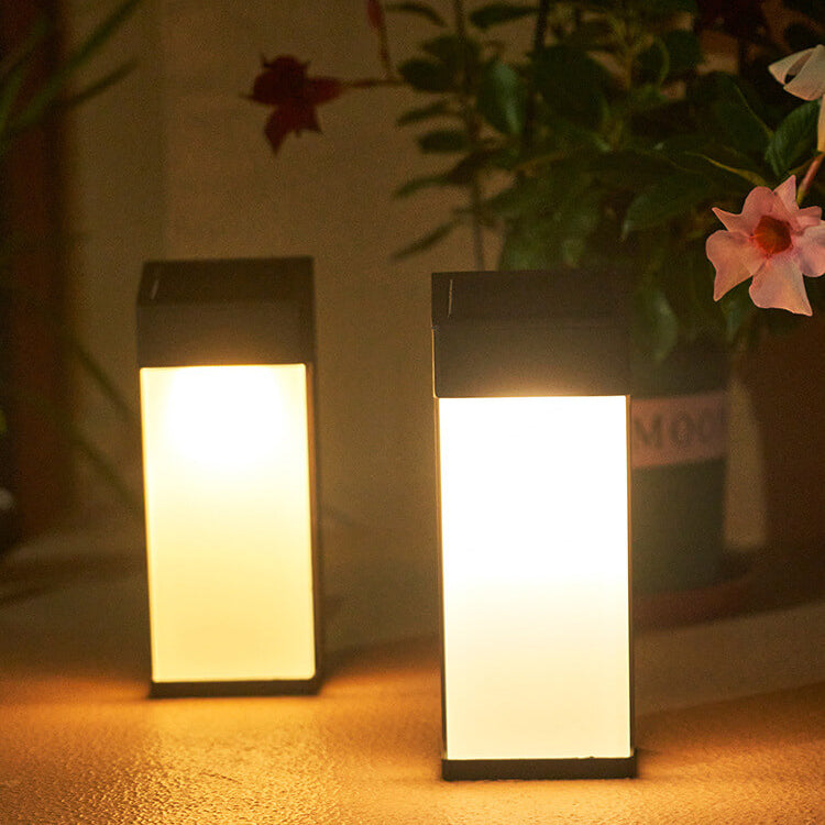 Solar Square Frosted Glass LED Wall Sconce - Waterproof Outdoor Lighting