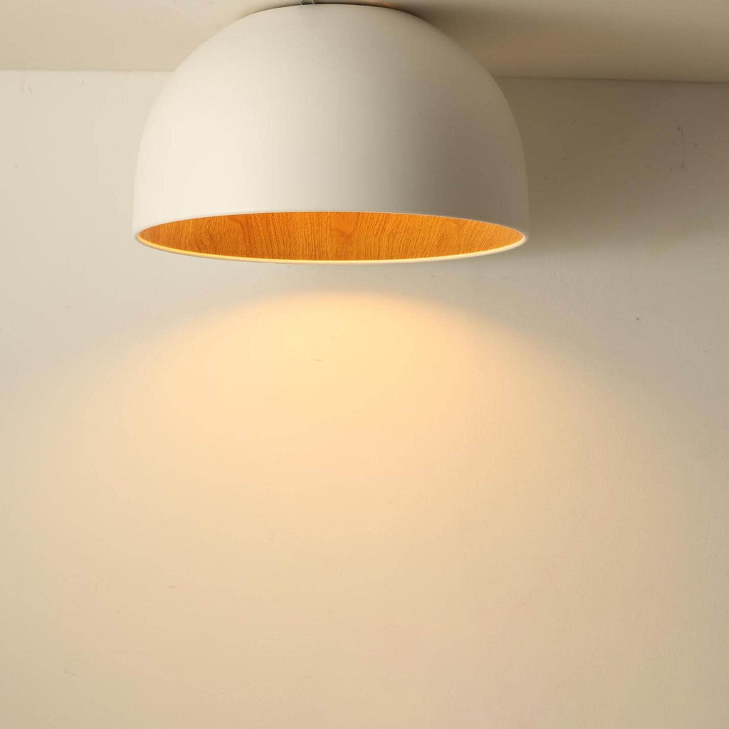 Minimalist Wooden Bowl Iron LED Ceiling Light Fixture