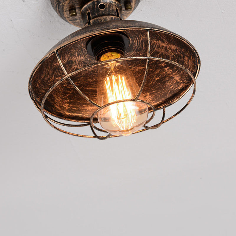 Contemporary Industrial Semi-Flush Mount Iron Light for Living Room