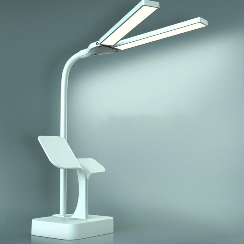 Modern Folding Dual Lamp Plug-In Station Table Lamp with USB Ports, Adjustable Brightness, Minimalist Design, Stylish Nightstand Lamp for Home Office, Bedroom, Study, Energy-Efficient Lighting, Contemporary Indoor Decor Accessory