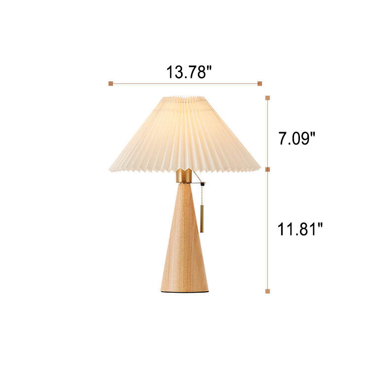 Japanese Minimalist Vintage Pleated Wooden LED Table Lamp