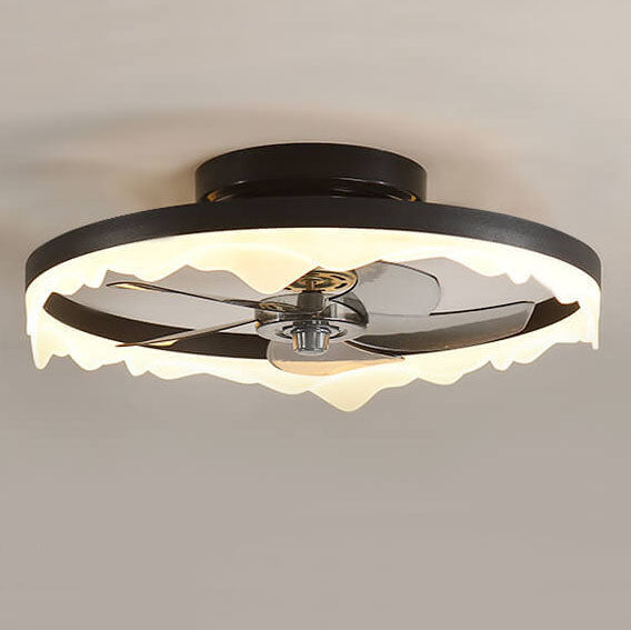 Minimalist Round Acrylic LED Semi-Flush Mount Ceiling Fan Light
