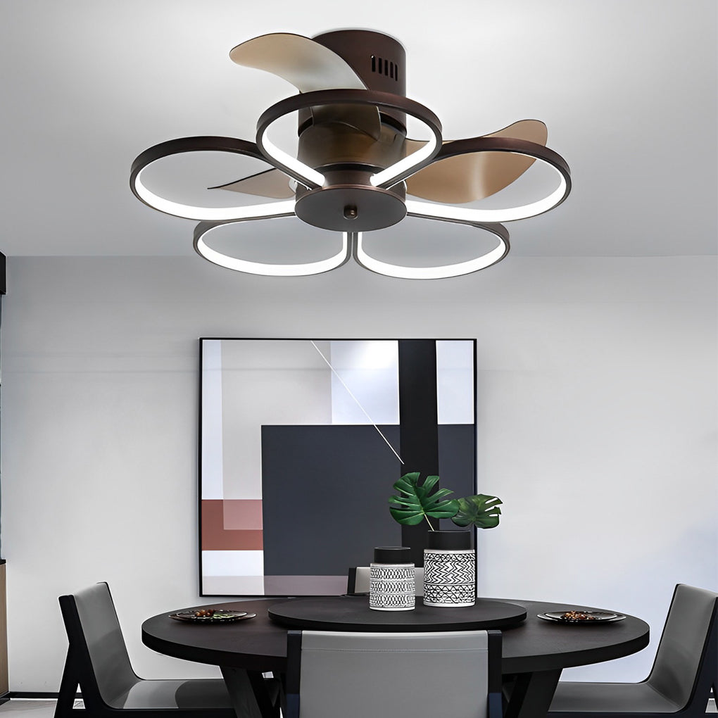 Flowers Intelligent Dimmable LED Ceiling Fan Lamp - Modern Bladeless Design, Quiet Operation, Energy Efficient Lighting