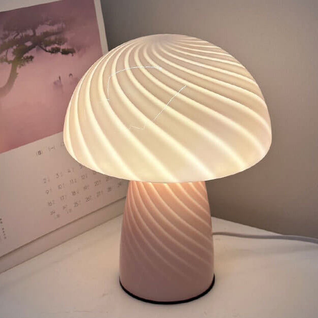 Modern Minimalist Mushroom Glass Table Lamp - 1-Light Design, Contemporary Home Lighting, Stylish Desk Lamp, Elegant Decor, Ambient Lighting.