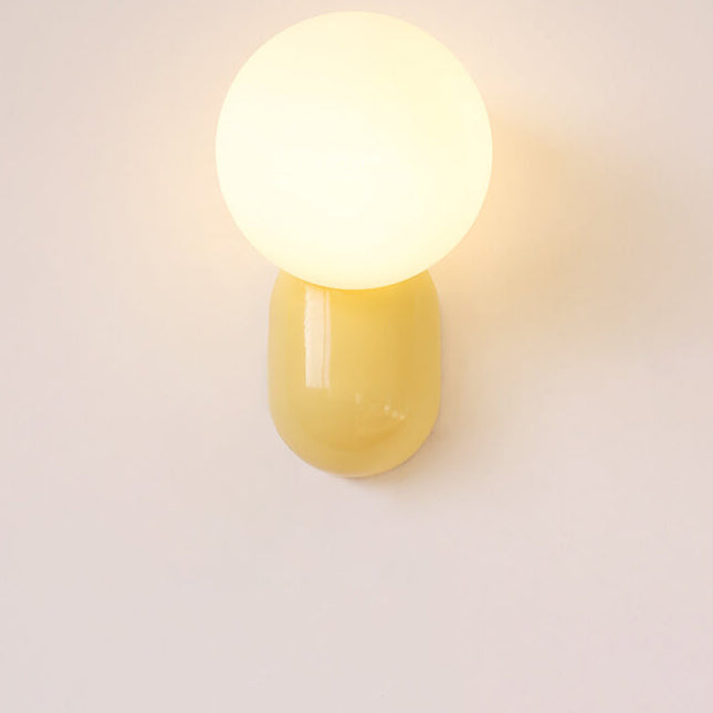 Macaron Cream Resin Glass Ball Wall Sconce Lamp - 1-Light Modern Decor