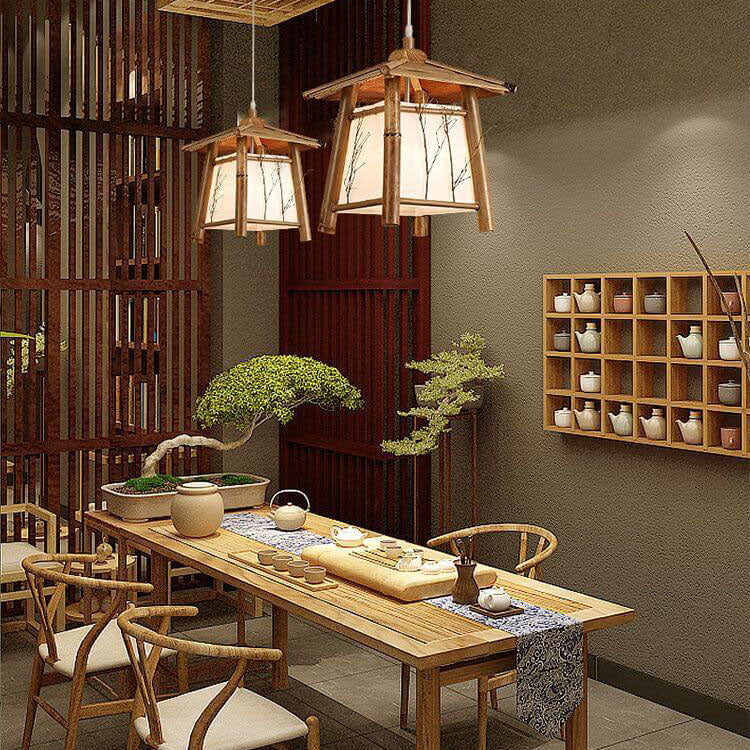 Japanese Rustic Vintage Bamboo Weaving Pendant Light 1-Light Fixture