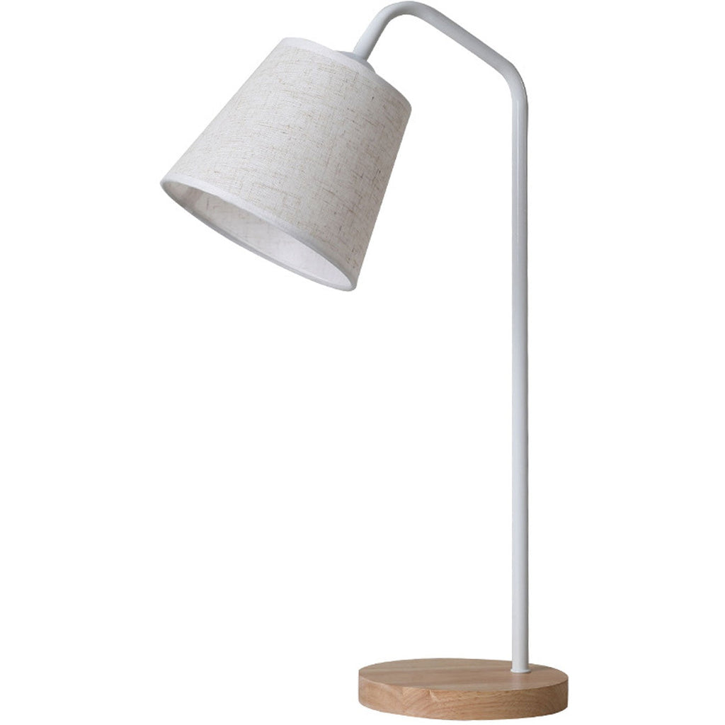 Nordic Minimalist Cone Linen Shade Wood Base 1-Light Table Lamp | Modern Scandinavian Lighting | Decorative Desk Lamp for Living Room, Bedroom, Office | Stylish Home Decor Accent | Warm White Light Fixture