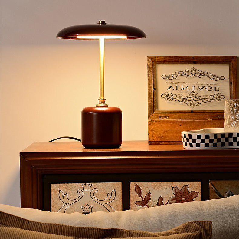 Contemporary Retro Brass Glass LED Round Cylinder Table Lamp for Bedside