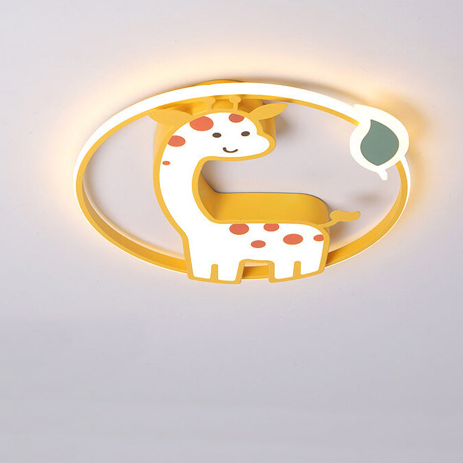 Cartoon Creative Giraffe Acrylic LED Flush Mount Ceiling Light for Kids Room, Nursery, Playroom, Children's Bedroom Lighting, Decorative Giraffe Ceiling Fixture, Colorful Cartoon Animal Design, Modern Kids Lighting Solution, Energy-Efficient LED Flush Lig