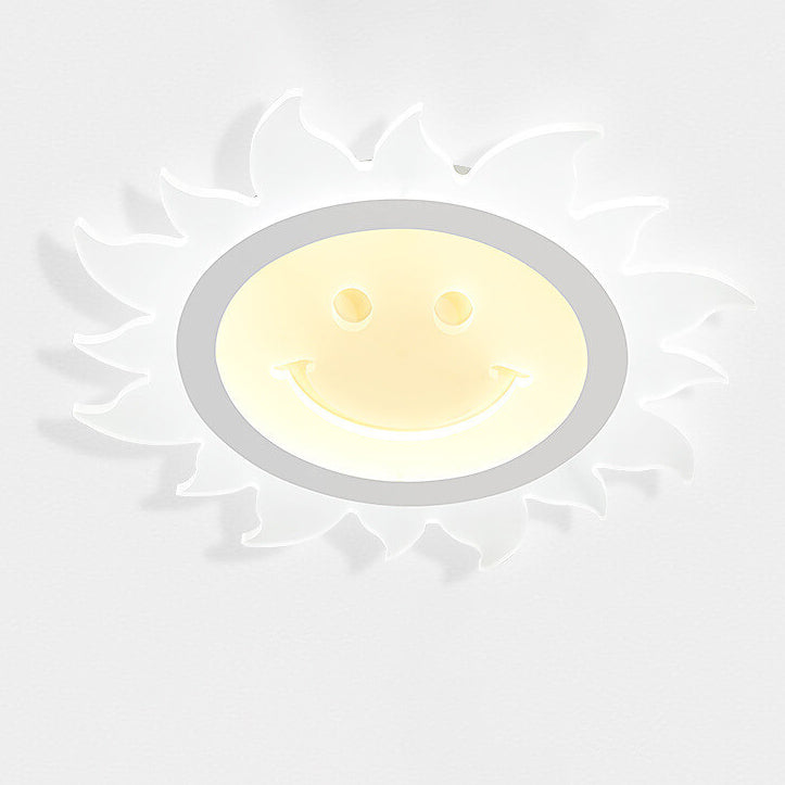 Creative Cartoon Smiley Sun LED Flush Mount Ceiling Light for Kids Room, Nursery, Playroom, Brighten Spaces, Fun Design, Energy-Efficient Lighting, Cute Sun Lamp, Decorative Ceiling Fixture, Childrens Room Decor, Unique Indoor Lighting Solutions