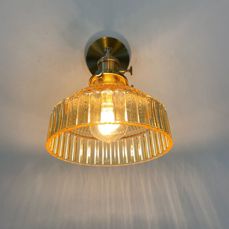 Nordic Dome Glass Shade Brass Wall Sconce 1-Light Lamp