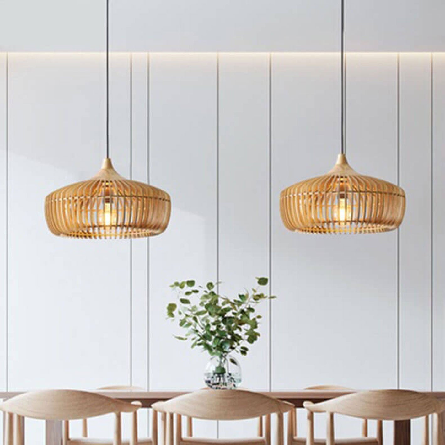 Nordic Vintage Wooden Dome Pendant Light - 1-Light Hanging Fixture for Home Decor