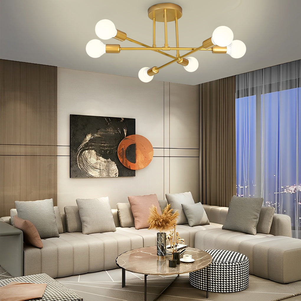 Elegant 6-Light Flush Mount Light, 22'' Dia, E26/E27 Ceiling Fixture