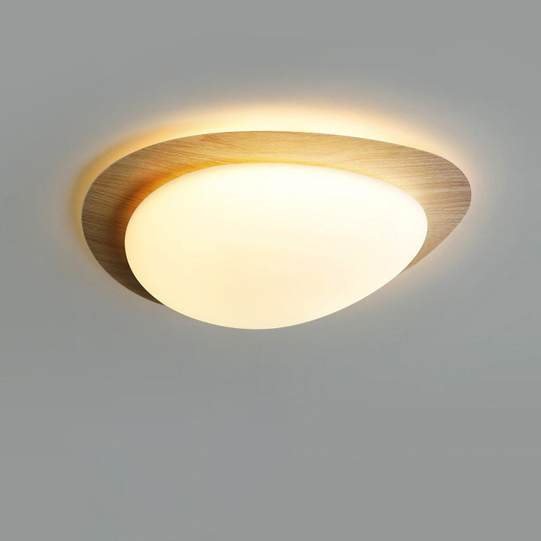 Contemporary Scandinavian Pebble Shape LED Flush Mount Light for Bedroom