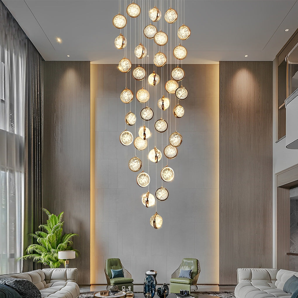 Global Crystal Cluster Luxury Chandelier - Modern Adjustable Staircase Design