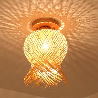 Modern Minimalist Bamboo Weaving Ceiling Lamp - Flush Mount Light Fixture