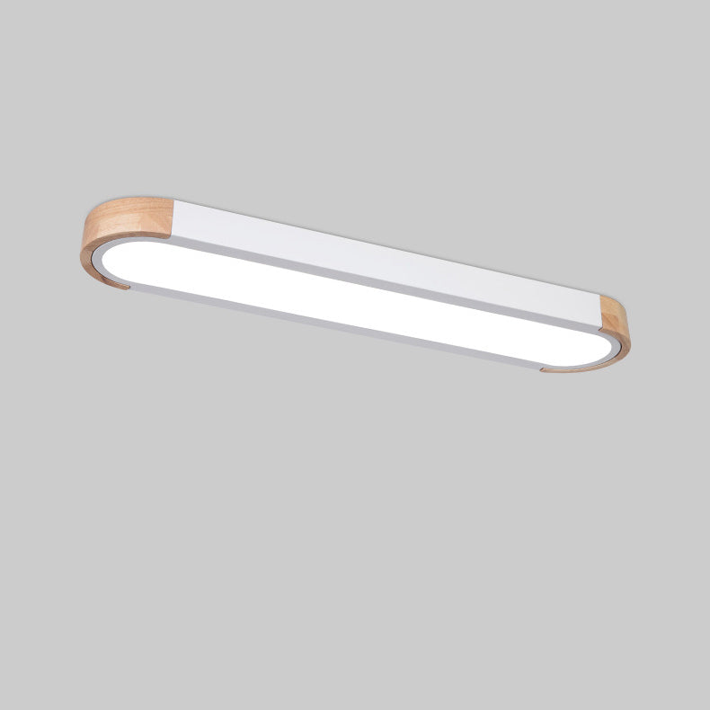 Contemporary Scandinavian Long Oval Iron Log Acrylic LED Flush Mount Ceiling Light for Bedroom