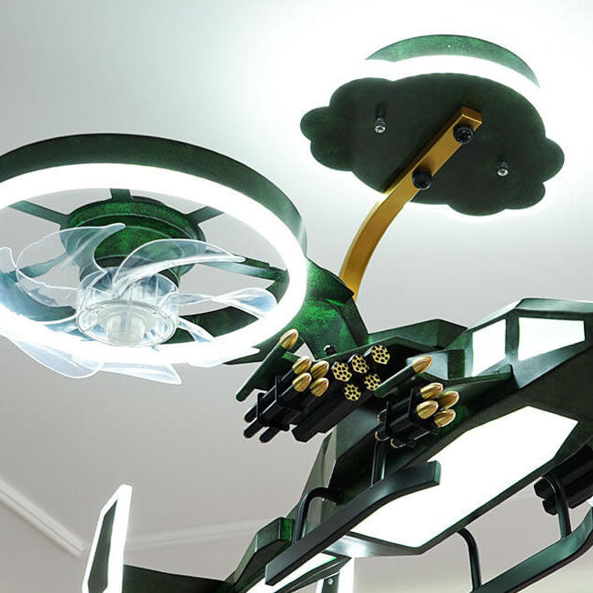 Modern Children's Helicopter Ceiling Fan Light - Acrylic LED Semi-Flush Mount