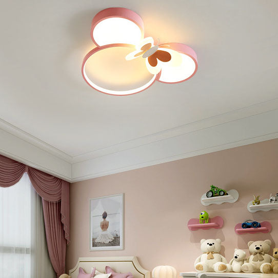 Modern Creative Minimalist Wrought Iron Cartoon Mouse LED Flush Mount Ceiling Light Kids Room Nursery Decorative Lighting Fun Cute Design Energy Efficient Ceiling Fixture Bright Kids Bedroom Illumination Stylish Home Decor Unique Animal Light Fixture Cart