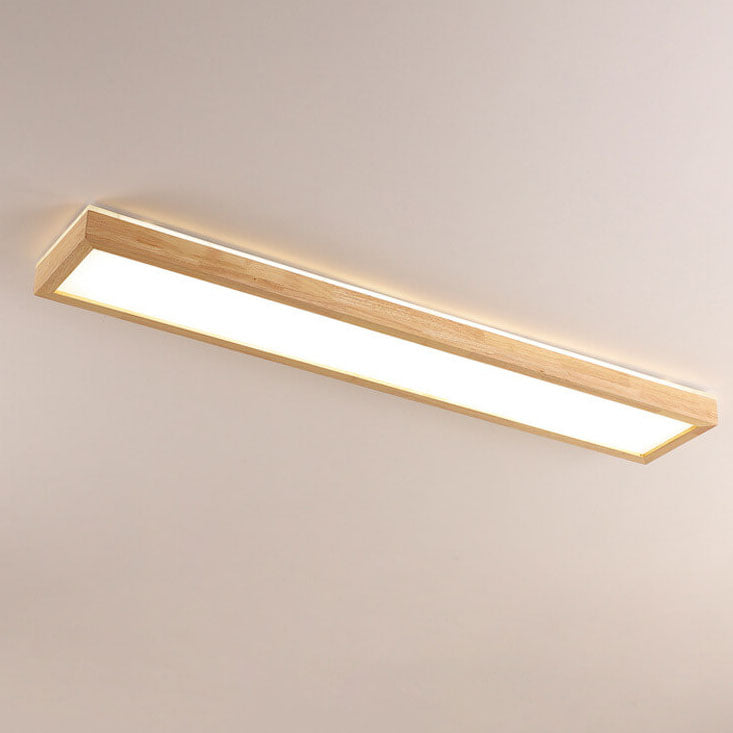 Japanese Minimalist Walnut LED Flush Mount Ceiling Light