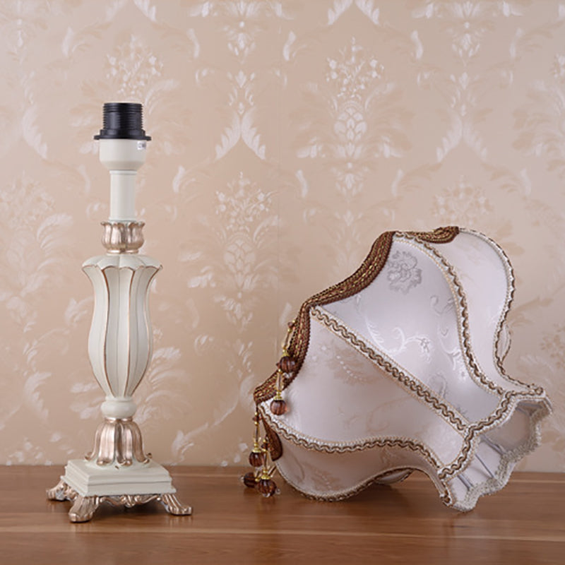 Traditional European Court Table Lamp - 1-Light Resin Fabric for Bedroom Décor
