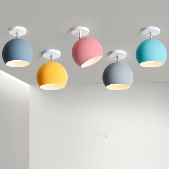 Nordic Macaron Dome Semi-Flush Mount Light - Modern Ceiling Fixture, Stylish Lighting for Home, Kitchen, Dining Room, Entryway, Nordic Design