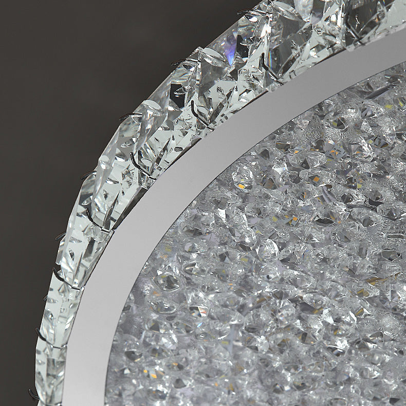 Modern Luxury LED Flush Mount Ceiling Light - Stainless Steel & Crystal Design for Living Room