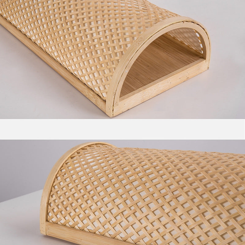 Traditional Japanese Bamboo Wall Sconce Lamp - Semicircular Cylinder, 2-Light for Bedside Lighting