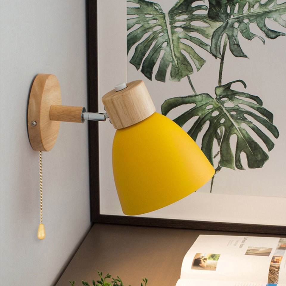 Modern Minimalist Macaron Iron Wood Wall Sconce Lamp - 1 Light Home Decor