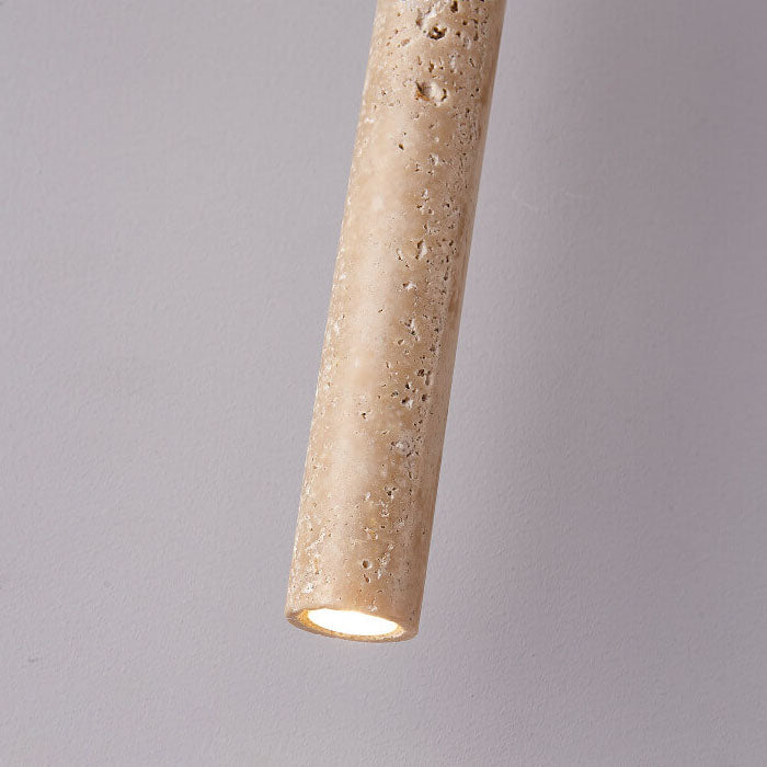 Japanese Wabi Sabi Yellow Travertine Pendant Light | 1-Light Cylinder Design