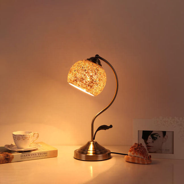 European Vintage Tiffany Round Head Glass Hardware 1-Light Table Lamp, Antique Style Tiffany Lamp, Stained Glass Table Lamp, Art Nouveau Lighting, Decorative Desk Lamp, Unique Home Decor, Vintage Lighting, Classic Tiffany Design, Handmade Stained Glass La