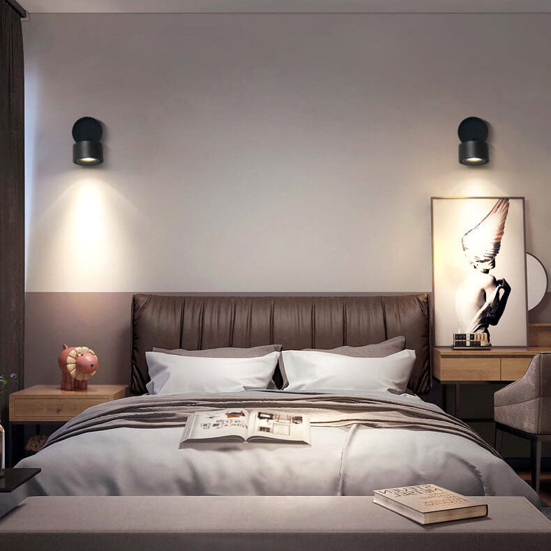Modern Minimalist Round Aluminium Rotatable Folding LED Wall Sconce for Living Room & Bedroom