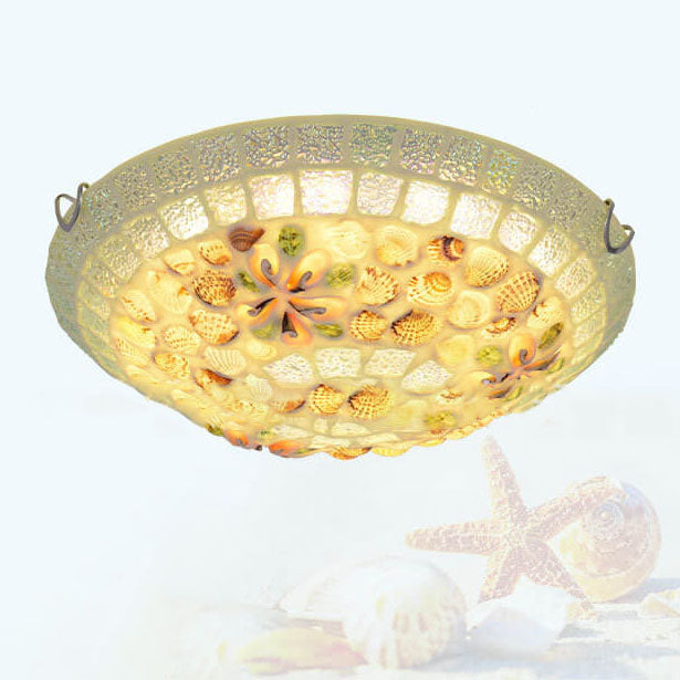 Tiffany Mosaic Shells Flush Mount Ceiling Light - Elegant Lighting for Home Decor