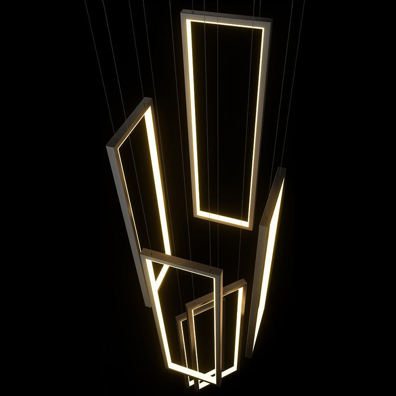 Modern Minimalist LED Chandelier - Iron, Aluminum & Silica Ceiling Plate for Stairway