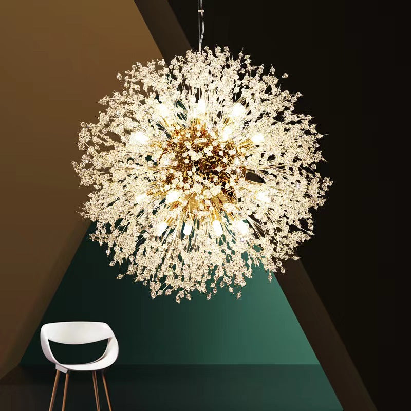 Contemporary Scandinavian Dandelion Crystal Chandelier - 8/9/12/16 Lights for Bedroom Elegance