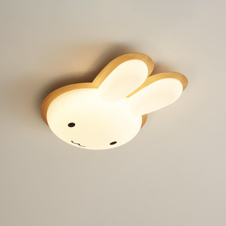 Modern Funny Bunny Kids Iron Acrylic LED Flush Mount Light - Cute Kids Room Lighting, Playful Bunny Design, Energy Efficient Bedroom Fixture, Nursery Ceiling Lamp, Childrens Room Decor, Fun Kids Lighting, Stylish LED Flush Ceiling Light for Toddlers, Uniq