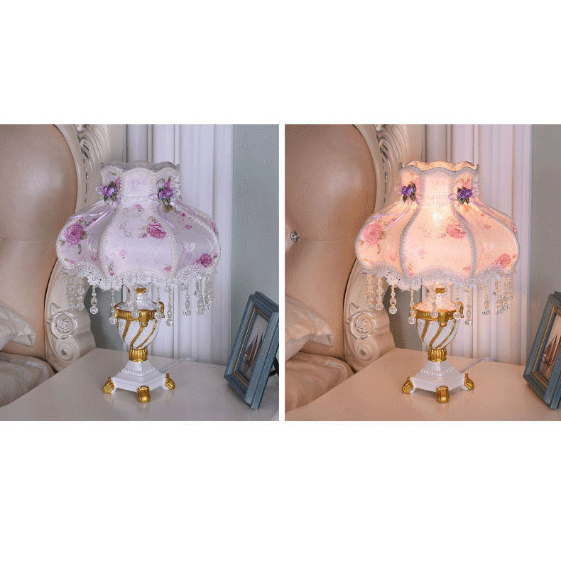 European Luxury Lace Resin Table Lamp - 1-Light Elegance for Home Decor