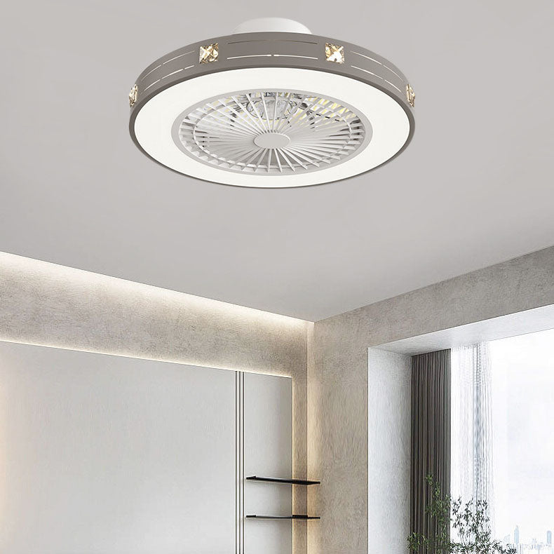 Modern Minimalist Copper LED Flush Mount Ceiling Fan Light