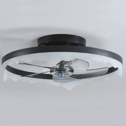 Minimalist Round Acrylic LED Semi-Flush Mount Ceiling Fan Light