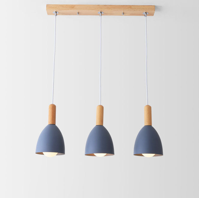 Nordic Minimalist Macaron Chandelier - 1/3-Light Solid Color Design, Modern Hanging Light Fixture for Dining Room or Living Space