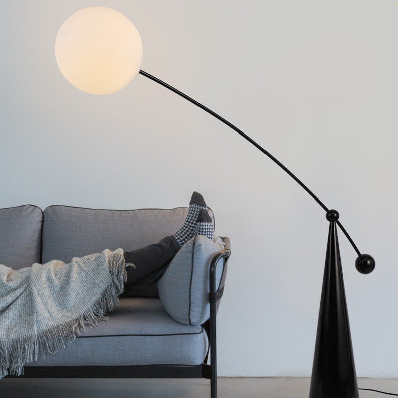 Contemporary Tapered Base Fishing Rod Floor Lamp - 1-Light Iron & Glass Design for Living Room