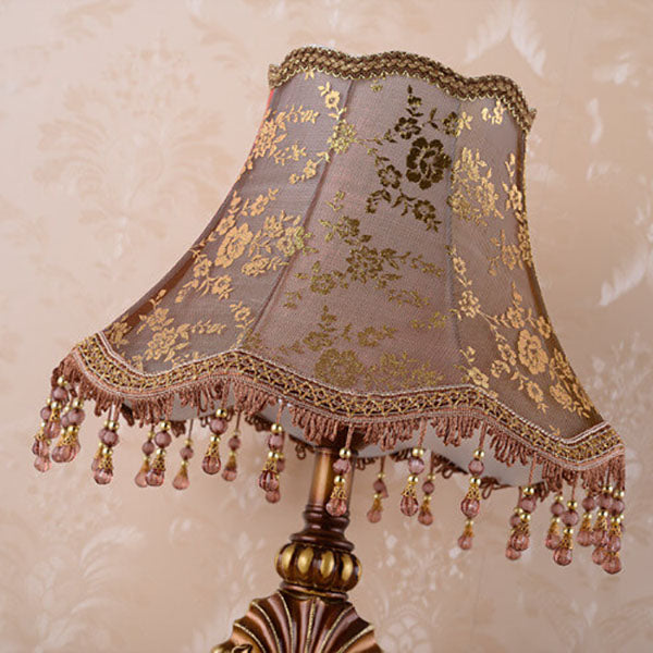 European Vintage Fabric Tassel Resin Table Lamp - 1-Light Court Design