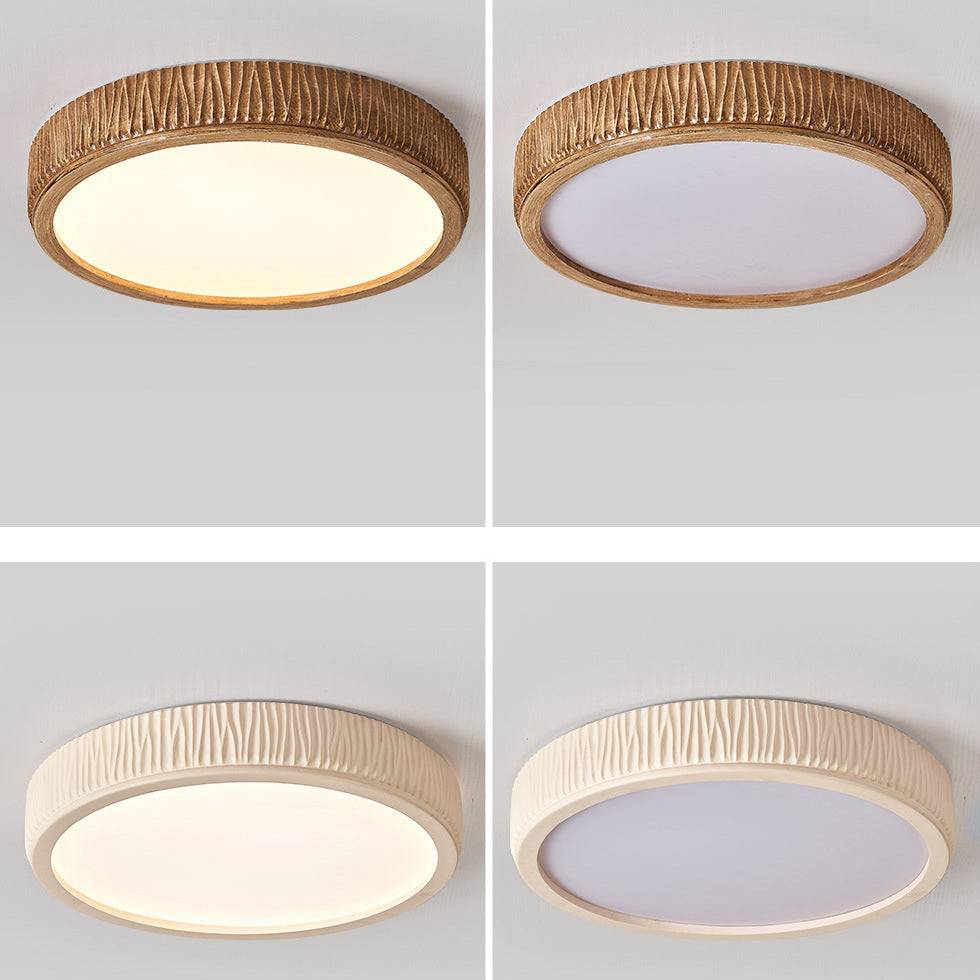 Modern Minimalist Round Stone Grain Resin Iron LED Ceiling Light for Bedroom