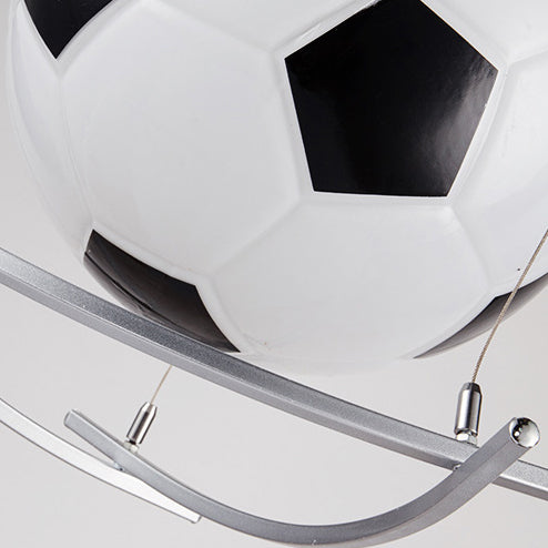 Contemporary Creative Kids Cartoon Soccer Glass Aluminum 1-Light Kids Pendant Light for Bedroom Hanging Fixture Decorative Playroom Ceiling Light Fixture Soccer Theme Kids Room Lighting