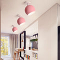 Contemporary Nordic Macaron Aluminum Spherical Shade Semi-Flush Mount Ceiling Light for Living Room