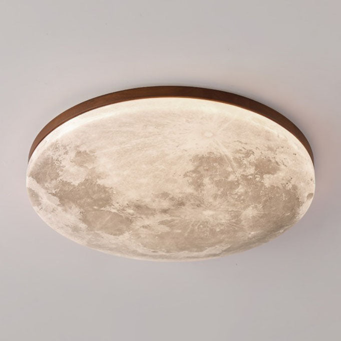 Modern Minimalist LED Flush Mount Ceiling Light - Round PVC Acrylic Moon Design for Living Room