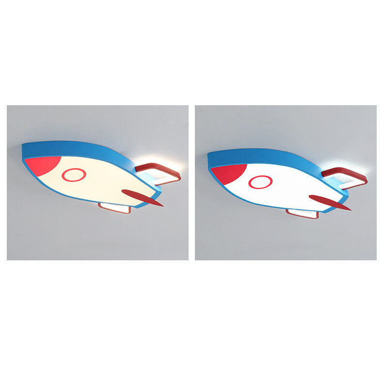 Cartoon Rocket-Shaped Aluminum LED Flush Mount Ceiling Light for Kids Room, Space-Themed Nursery Lighting, Fun Children's Bedroom Fixture, Creative Decorative Ceiling Lamp, Cute Rocket Design, Energy-Efficient LED Light, Bedroom and Playroom Decor