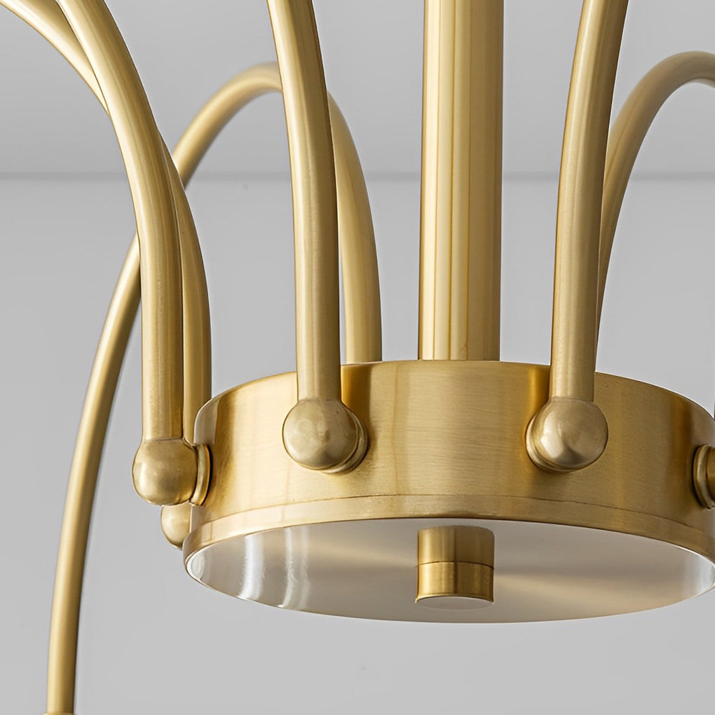 Crystal Shade Copper Curved Arms Luxury Chandelier Light