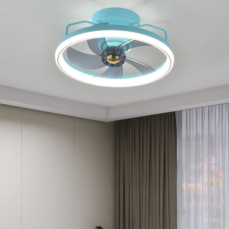 Modern Minimalist LED Ceiling Fan Light - Circle Ring Acrylic Shade Semi-Flush Mount