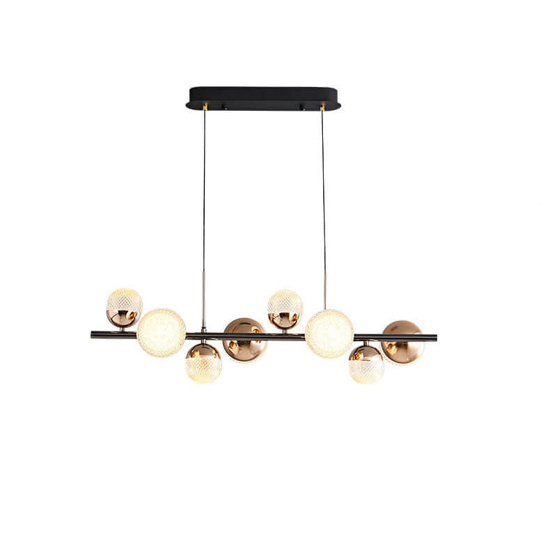 Modern Luxury Acrylic Spherical LED Island Chandelier with Iron Rods